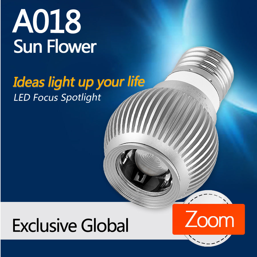A018 Sun Flower E27 LED focusable spotlight for coffee bar lighting or LEDing the life online shop LED focus spotlight