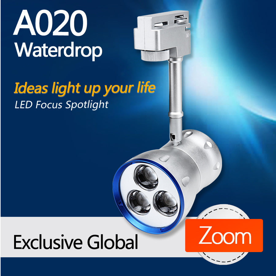 A020 Waterdrop LED track focus spotlight for Art Gallery lighting