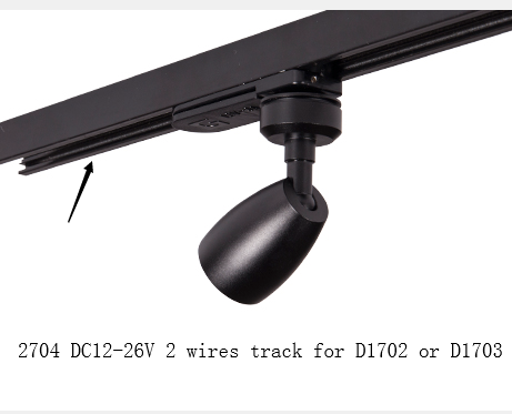 2704,  2 wires track for DC12-26V  LED foucs track light D1702 or D1703